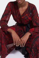 The Kooples - Vestido Largo Estampado Rojo - Mujer