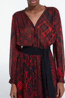 The Kooples - Vestido Largo Estampado Rojo - Mujer