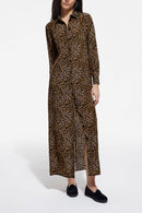 Vestido camisero de seda - Camel y negro - Mujer