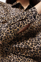 Vestido camisero de seda - Camel y negro - Mujer