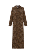 Vestido camisero de seda - Camel y negro - Mujer