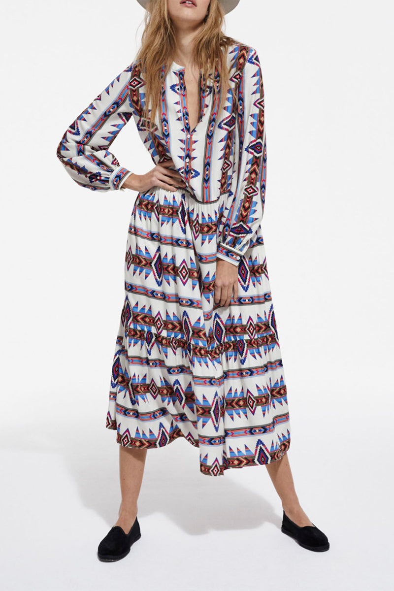 Long Printed Dress - Women