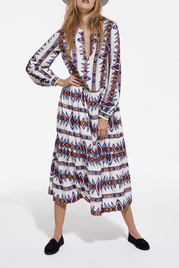 Long Printed Dress - Women