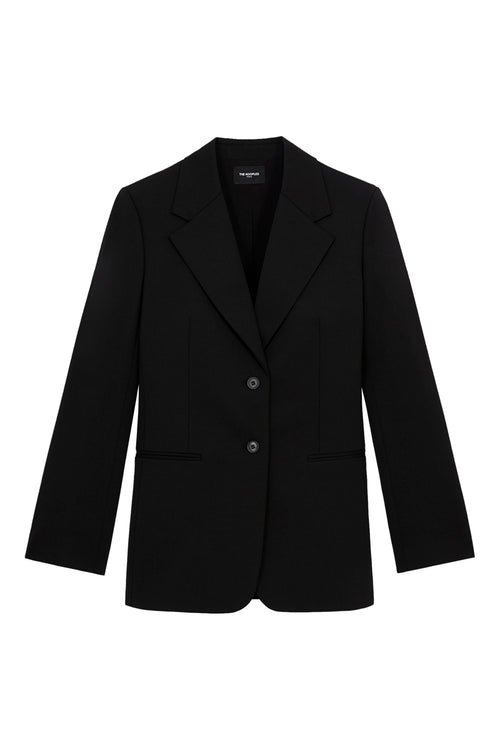 The Kooples - Black Wool Jacket with Buttoned Epaulettes - Woman