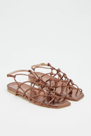 Sandales En Cuir Woven - Bronze