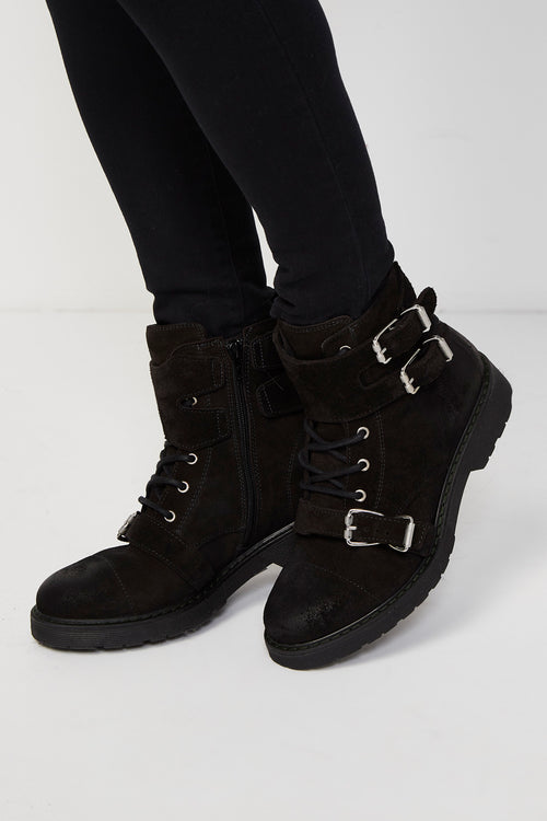 Boots Sangles Daim - Black