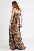 Bordeaux And Beige Maxi Dress