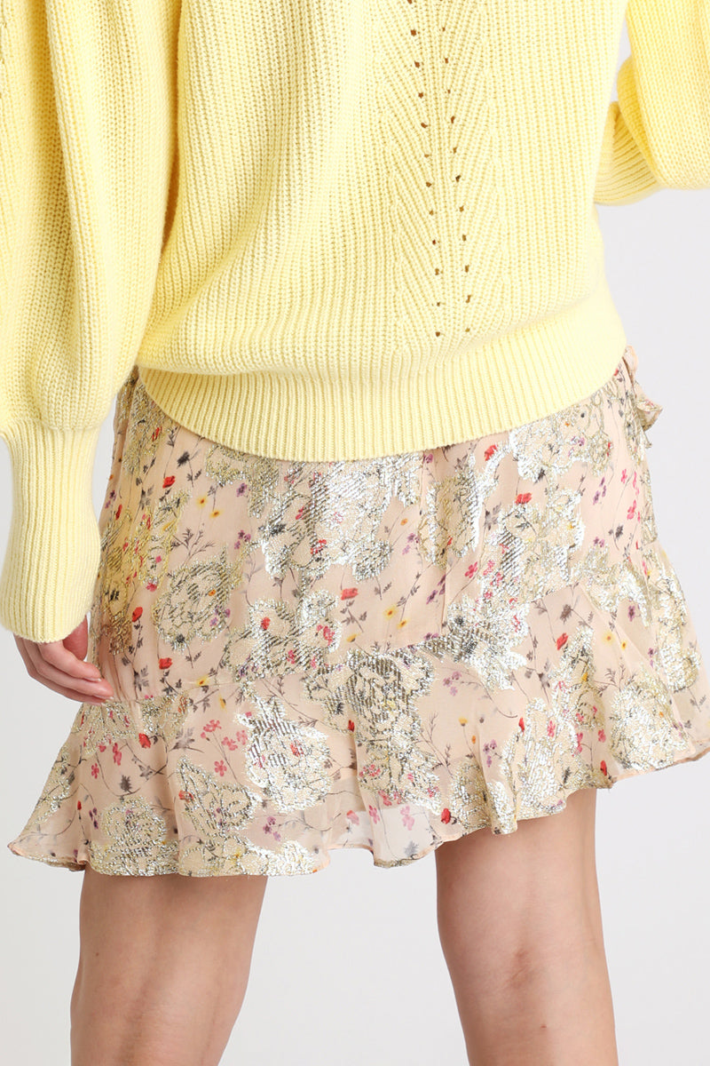 Beige And Pink Skater Skirt