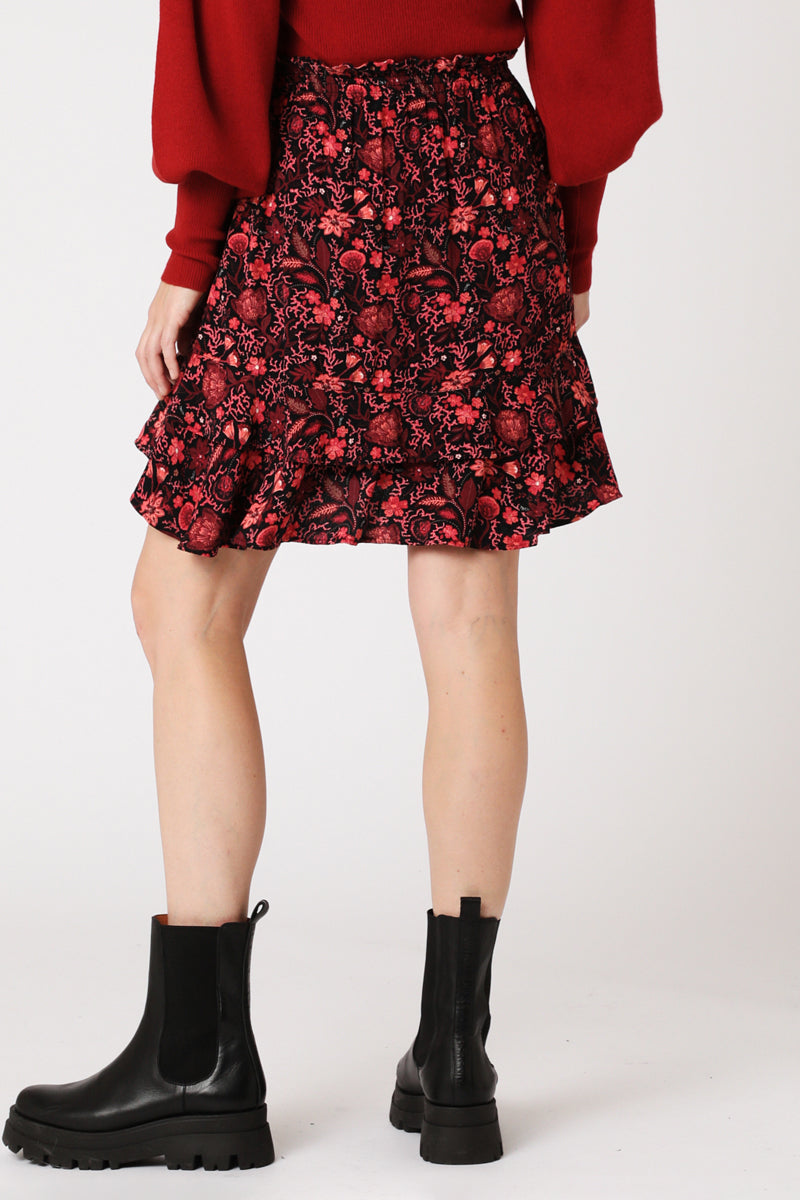 Berenice - Falda Patinadora - Negro y Rojo