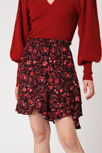Berenice - Falda Patinadora - Negro y Rojo