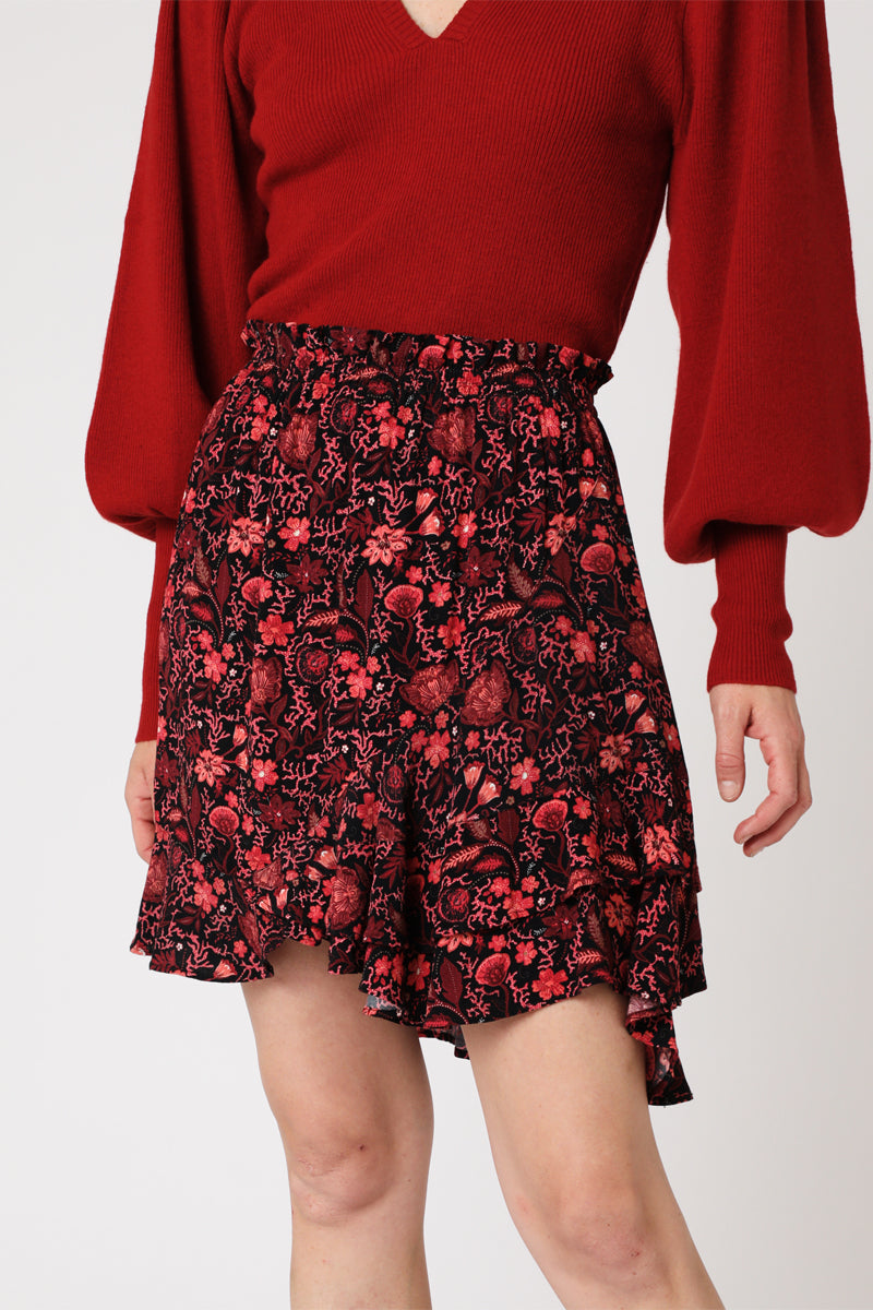 Berenice - Falda Patinadora - Negro y Rojo