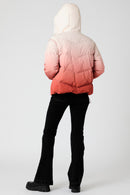 Brick And Black Hooded Down Jacket Blanc