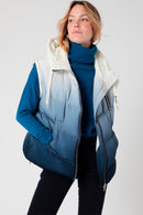 Navy And Blue Hooded Down Jacket Blanc