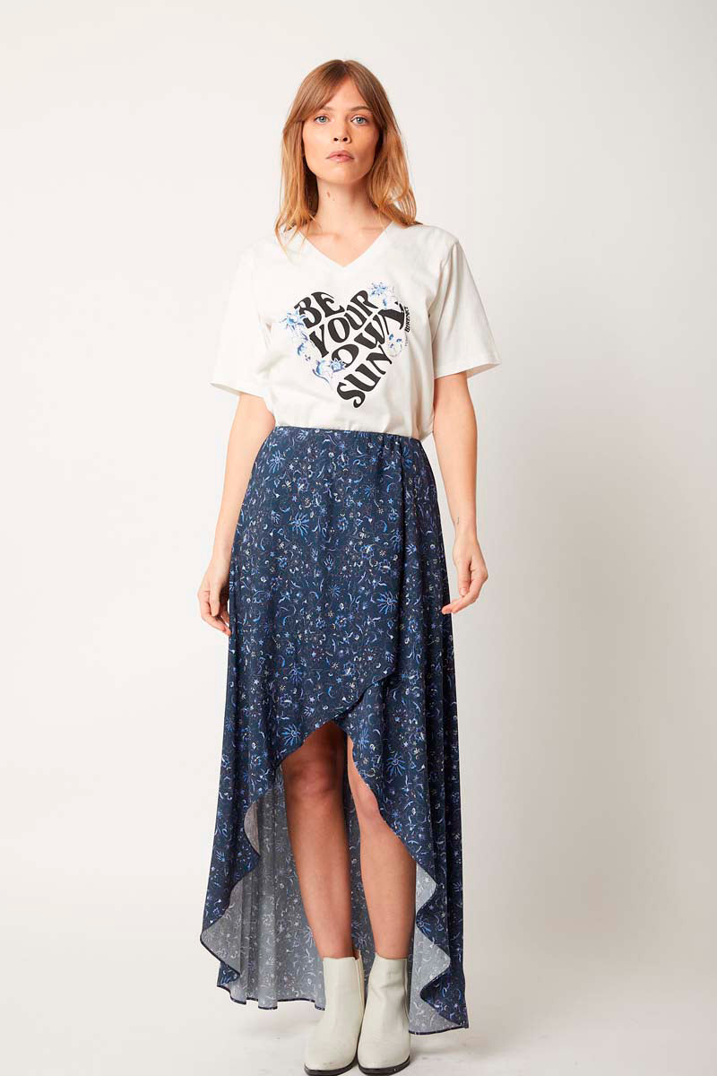 Berenice - Falda Larga Asimétrica Estampada - Calgari