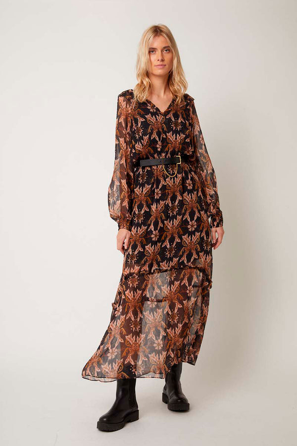 Berenice - Long Dress - Brown And Black