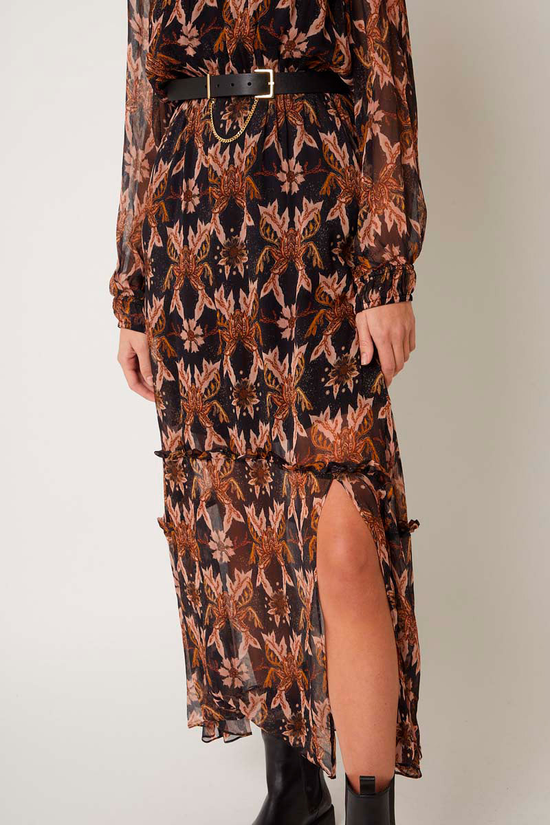 Berenice - Vestido Largo - Marrón y Negro
