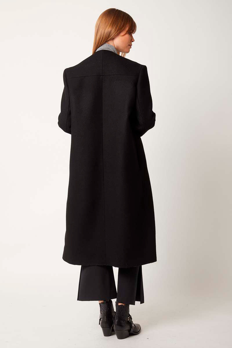 Black Virgin Wool Long Coat