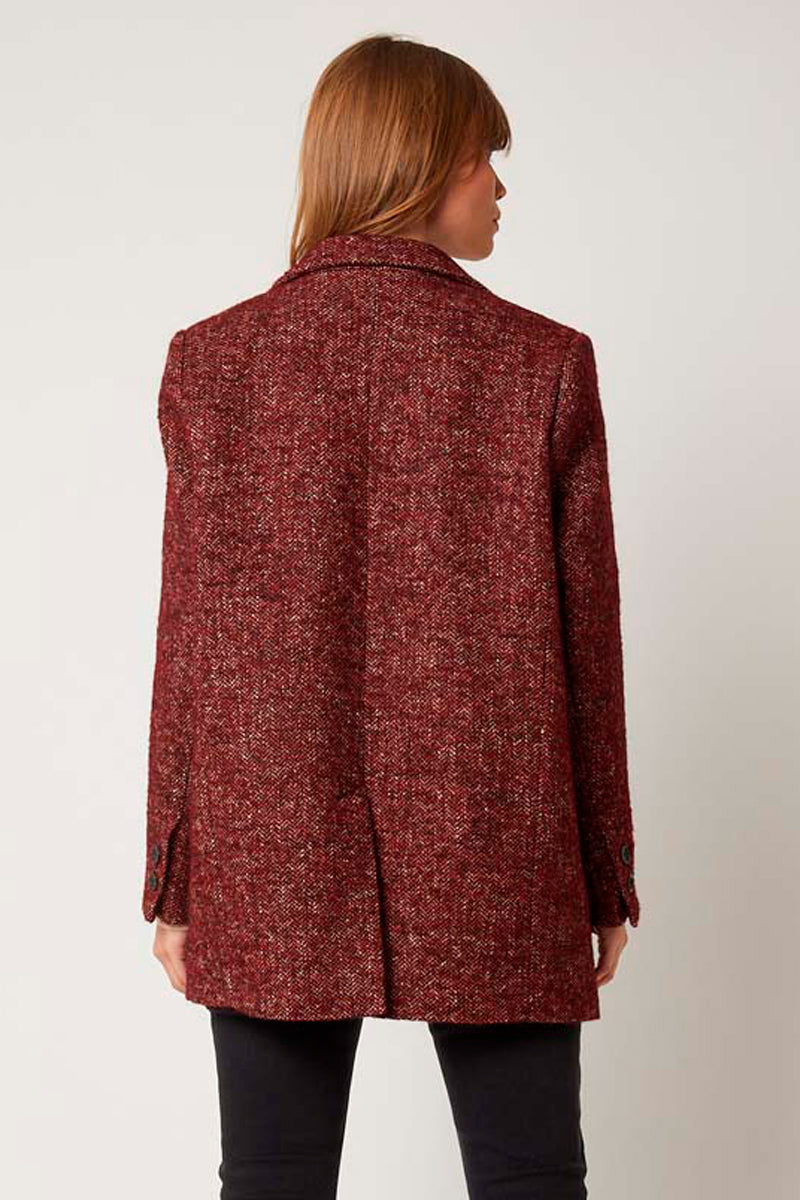 Raspberry Wool and Alpaca Suit Collar Jacket