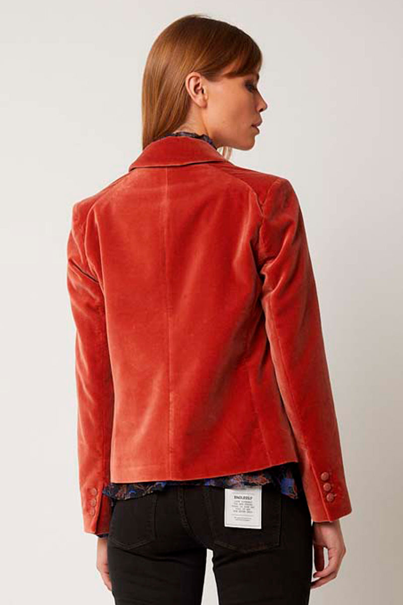 Velvet Jacket with Salmon Suit Collar