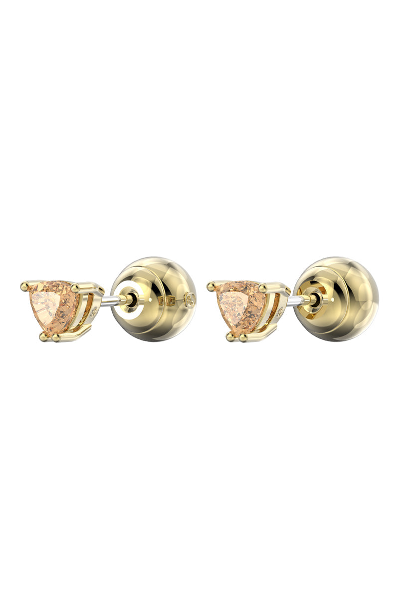 Swarovski - Pendientes de botón Stilla chapados en oro amarillo y circonita