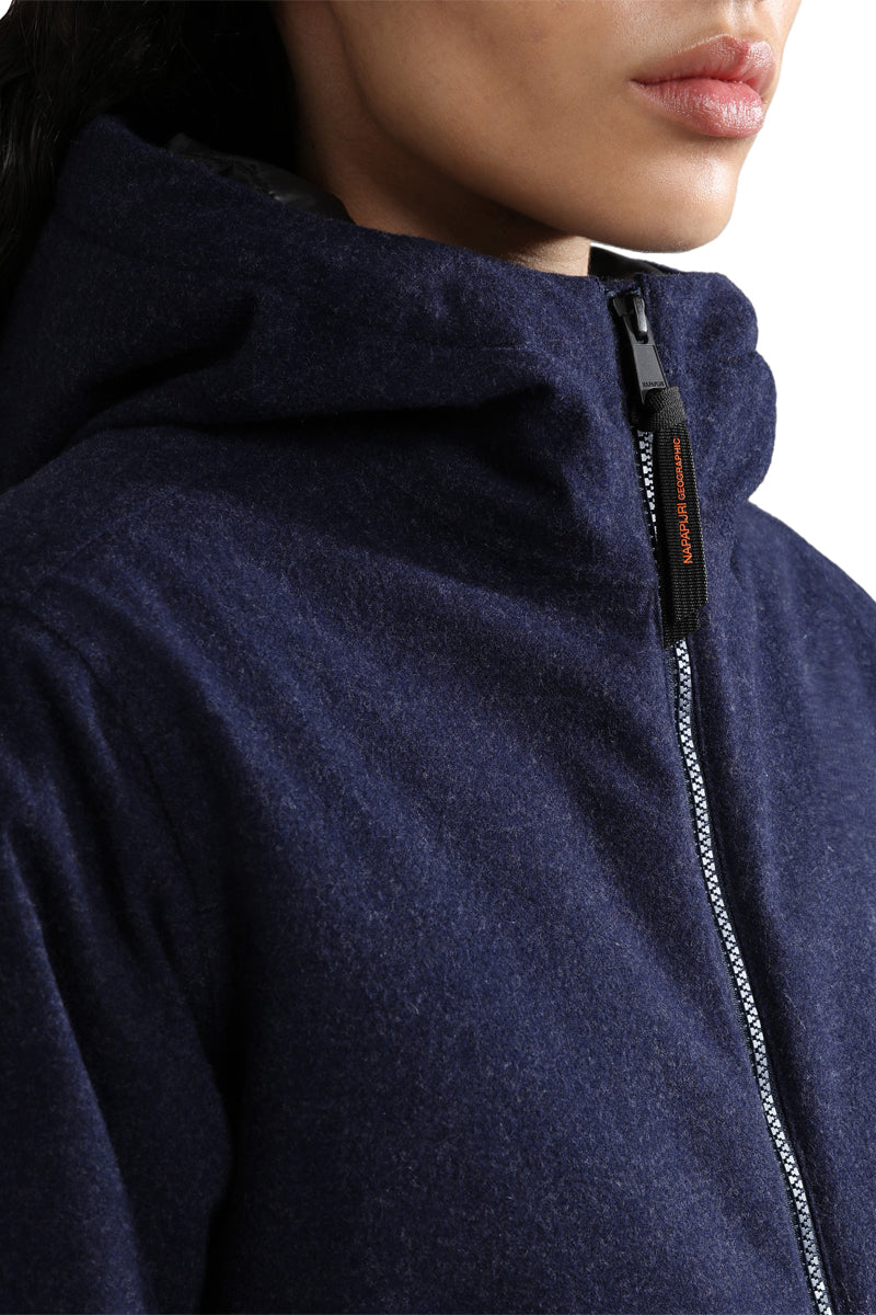 Veste À Capuche En Laine A-Sami Bleu Marine - Femme