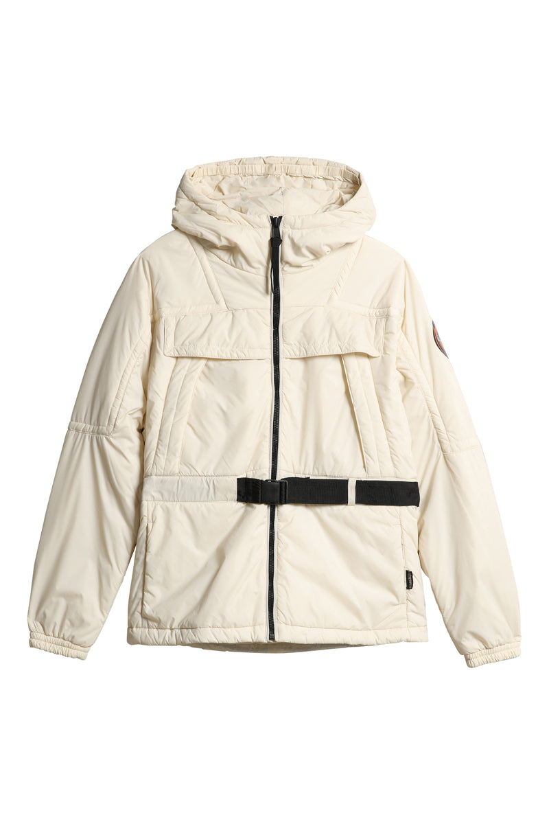 Cortavientos con capucha Circular Skidoo marfil - Mujer