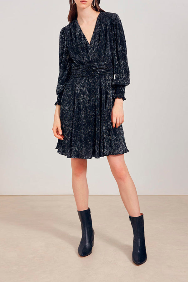 Celina Pleated Dress - Heather Black
