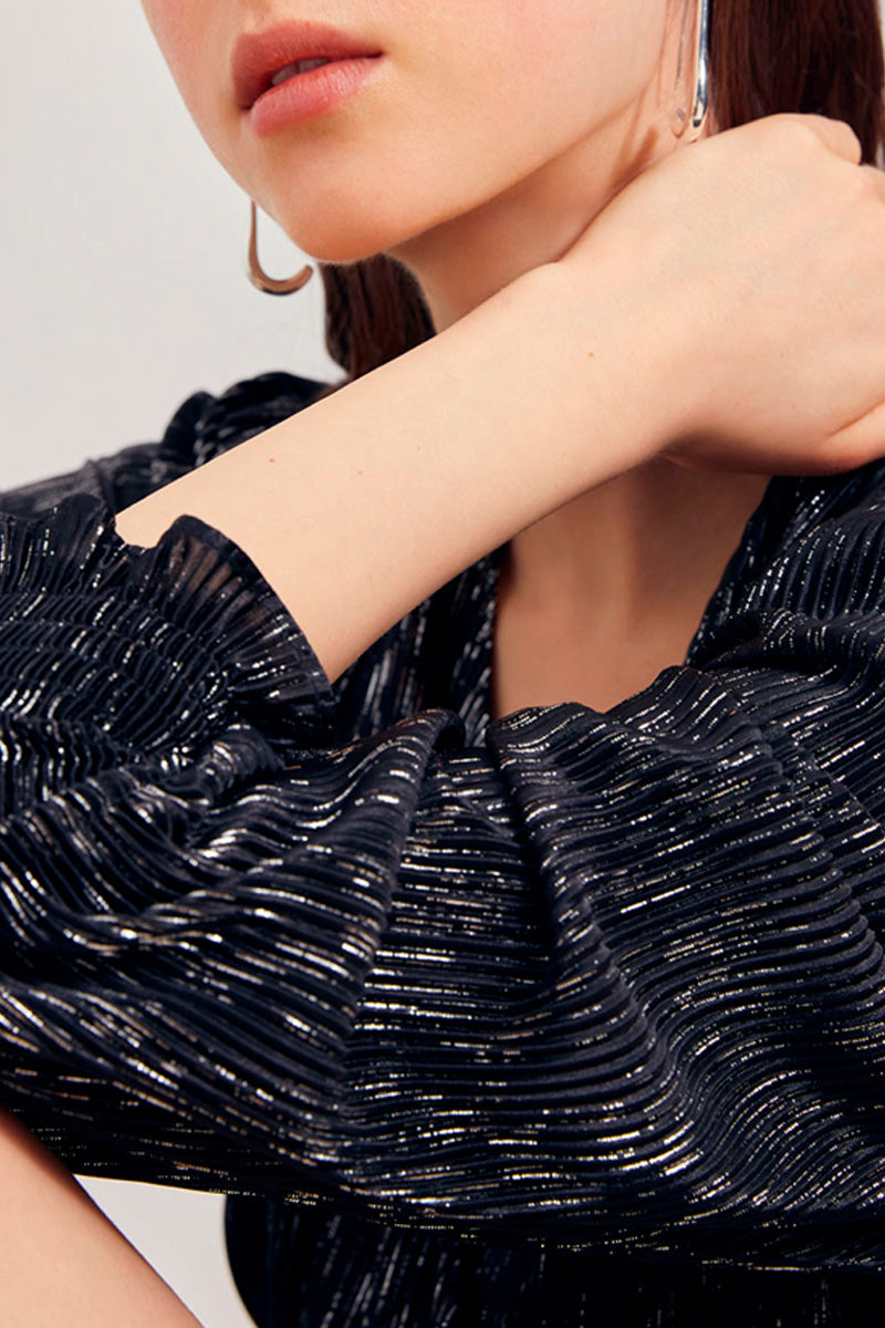 Celina Pleated Dress - Charcoal Marl