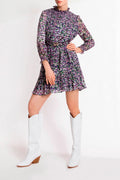 Robe Patineuse Clelia - Noir Et Mauve