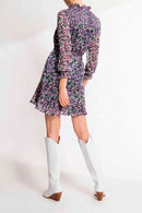 Vestido skater Clelia - Negro y malva