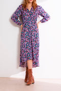Robe Asymétrique Cosy - Vieux Rose Et Turquoise