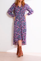 Robe Asymétrique Cosy - Vieux Rose Et Turquoise