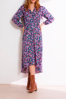 Robe Asymétrique Cosy - Vieux Rose Et Turquoise