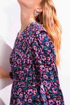 Robe Asymétrique Cosy - Vieux Rose Et Turquoise