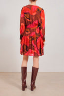 Vestido skater Camille - Fucsia y marrón