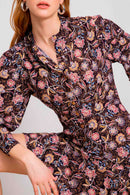 Cocktail Shirt Dress - Black And Mustard