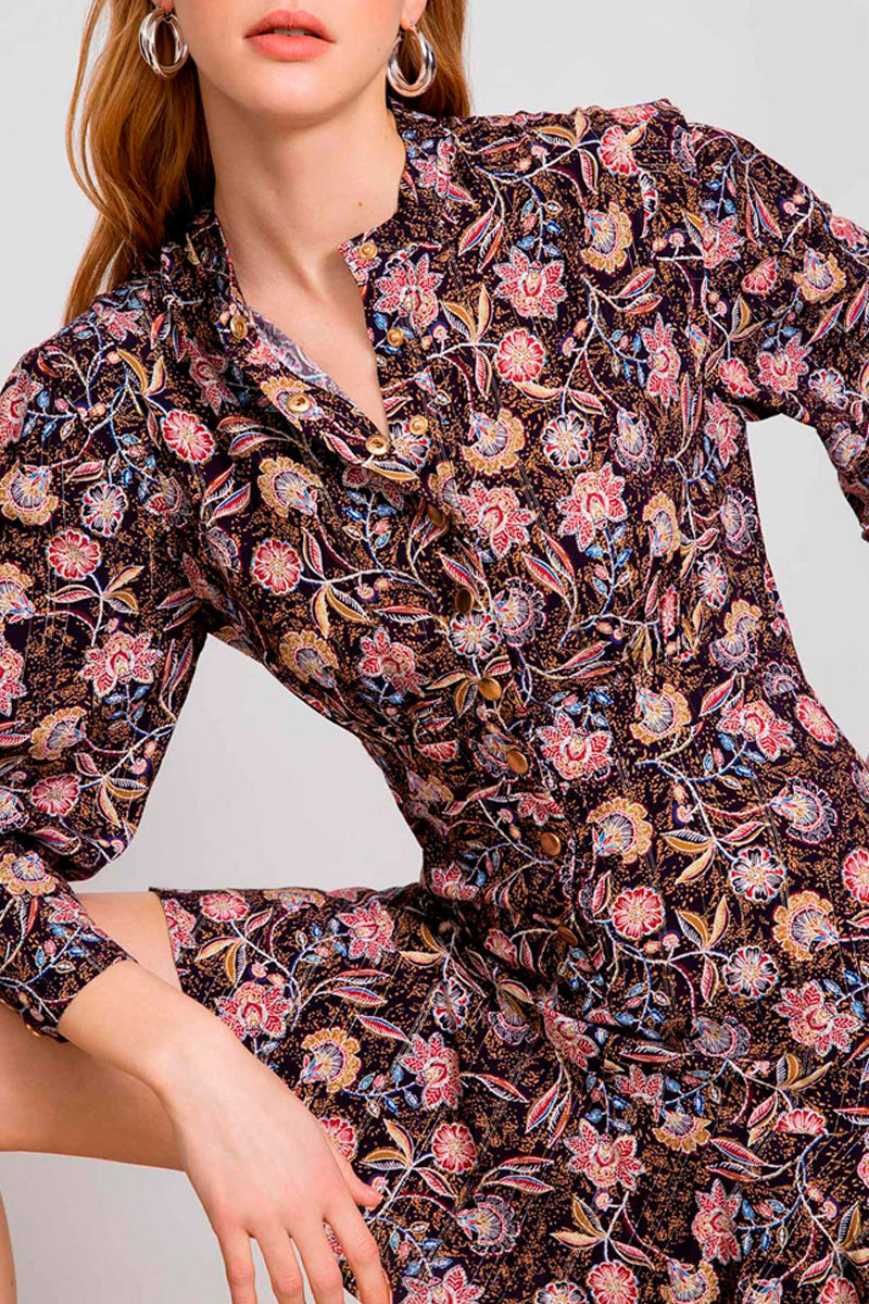 Cocktail Shirt Dress - Black And Mustard