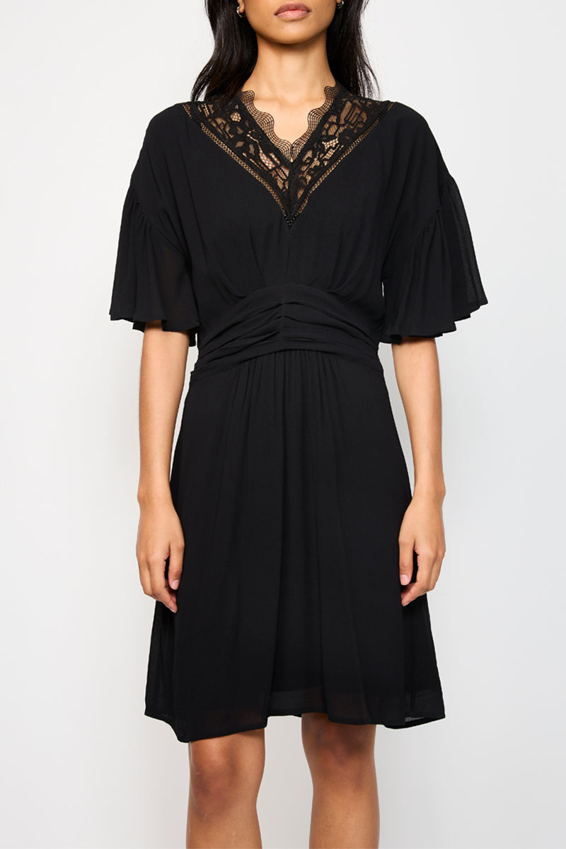 Robe Patineuse Bi-Matière Cindy - Noir