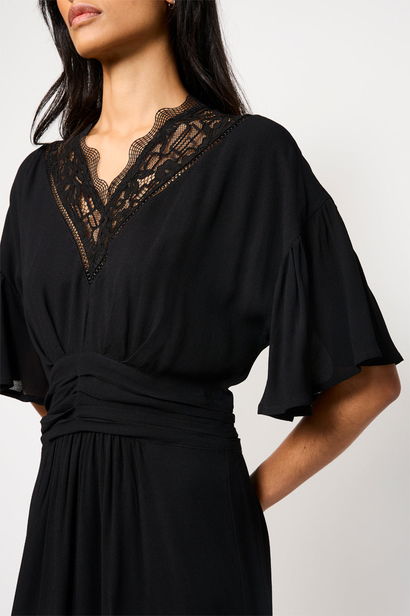Robe Patineuse Bi-Matière Cindy - Noir