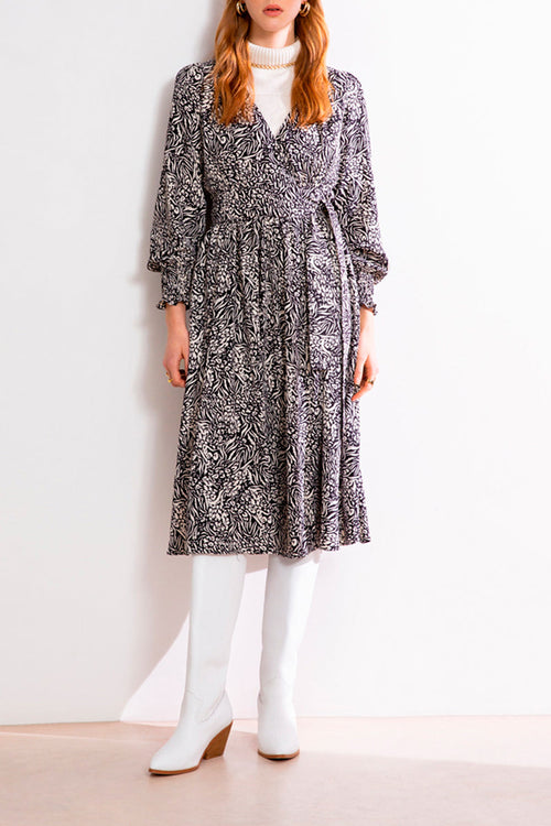 Chelsea Midi Dress - Black And Ecru