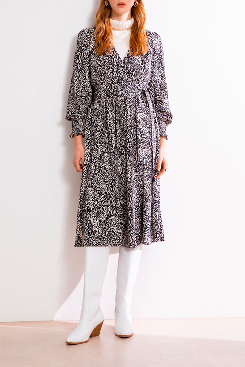 Vestido midi Chelsea - Negro y crudo