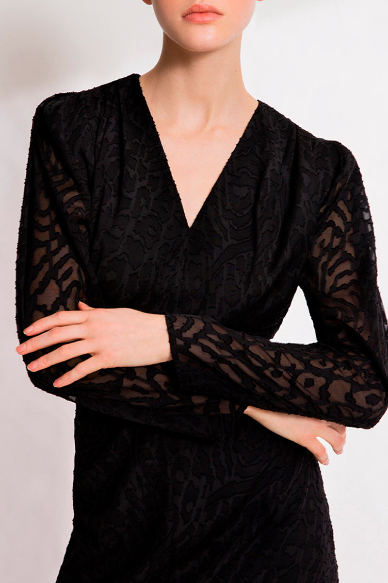 Vestido drapeado Cactus - Negro