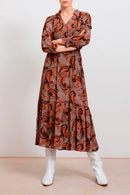 Vestido Calypso con Volantes - Marrón y Crudo
