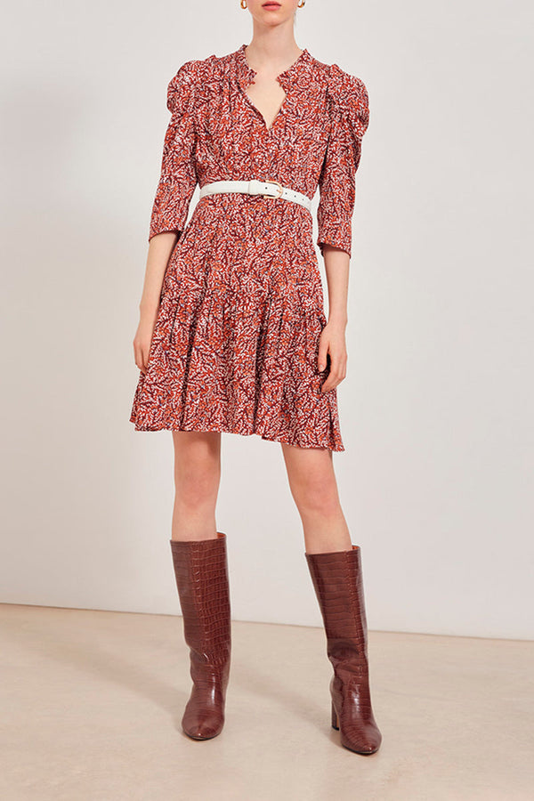 Cesaria Skater Dress - Brick Red