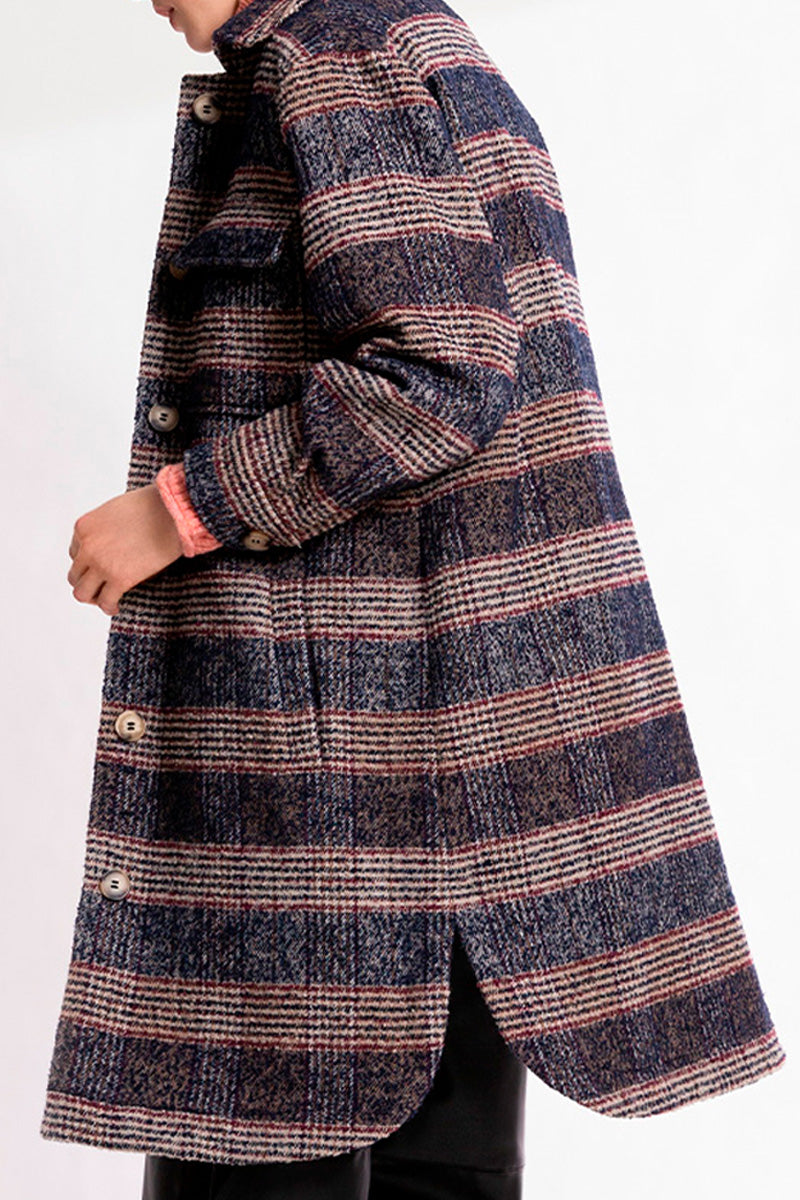 Manteau En Laine Eleonor - Bleu Nuit Chiné