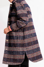 Manteau En Laine Eleonor - Bleu Nuit Chiné