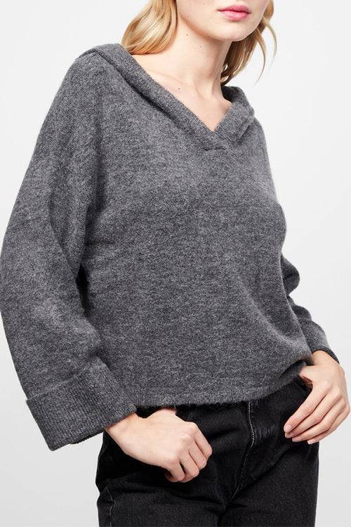 Patchi Hooded Sweater - Dark Gray