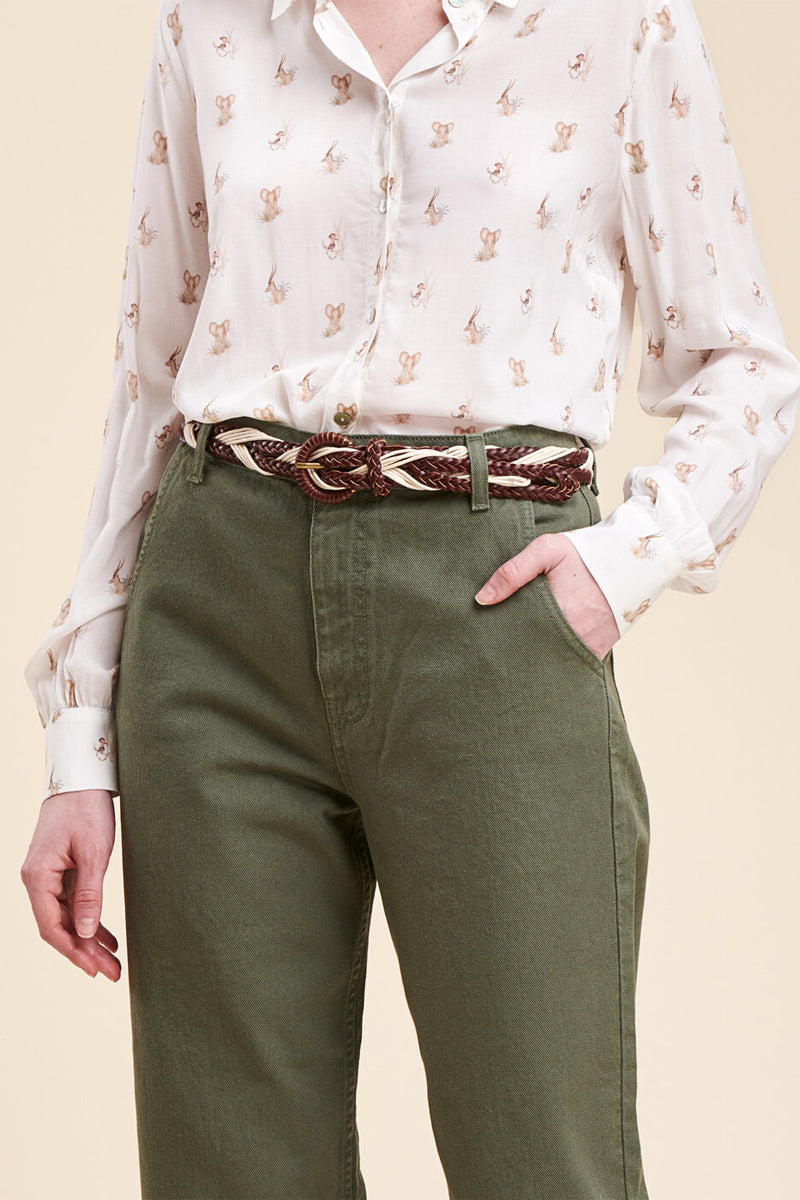 Princinda Ecru And Brown Leather Belt