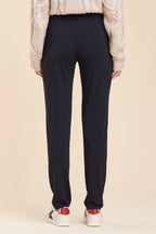 Mirina High-Waisted Cigarette Trousers - Navy Blue