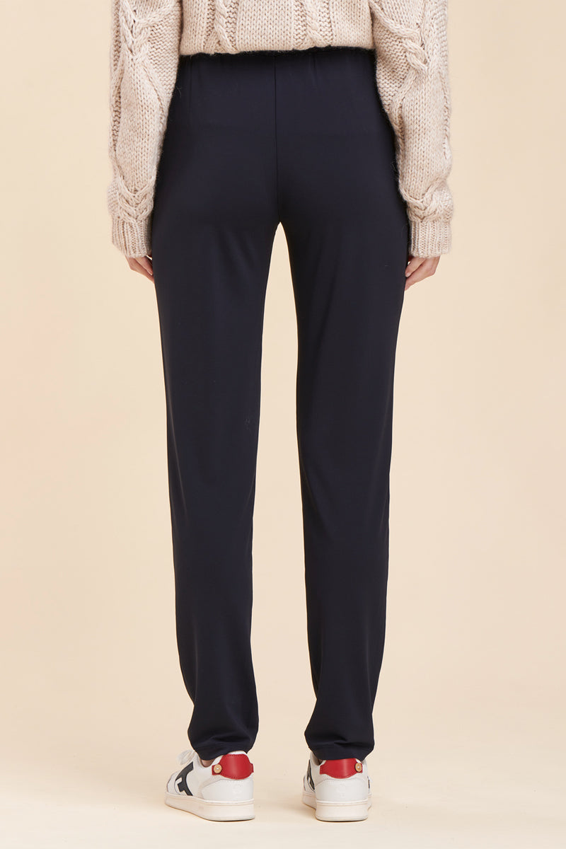 Mirina High-Waisted Cigarette Trousers - Navy Blue